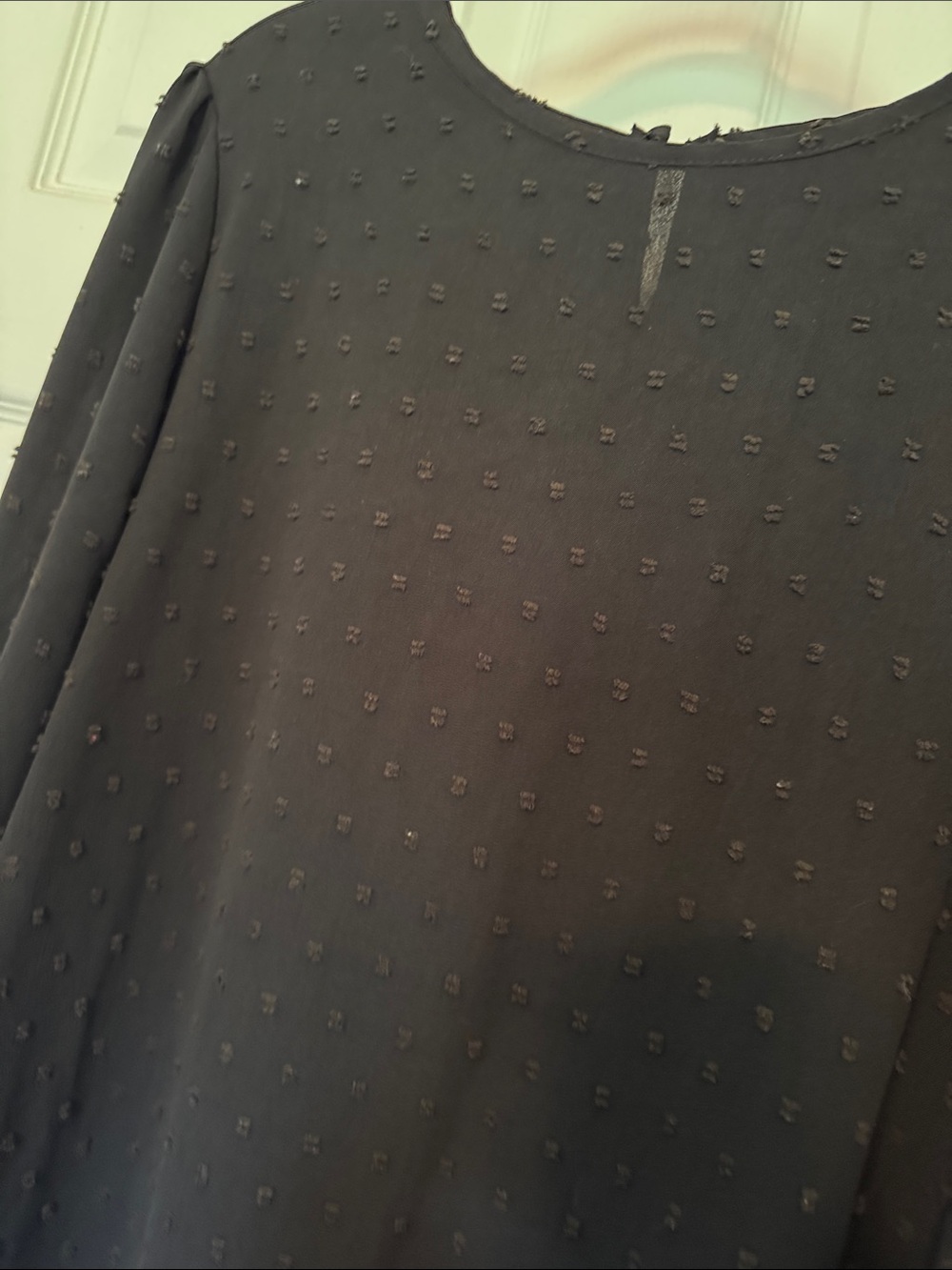 SHEIN Black Long Sleeve Swiss Dot Shift Dress - Picture 3 of 7